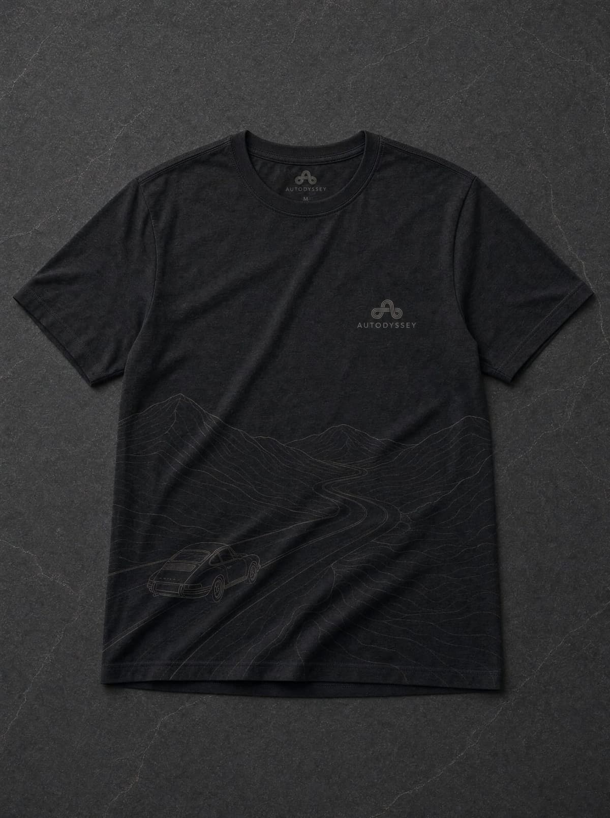 A close view of the contour ridge print with the road descending toward the 911 on the hem