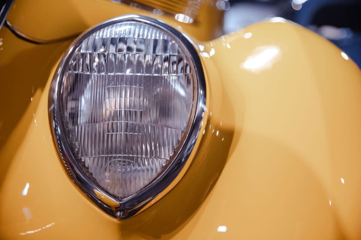 Ford headlamp, in yellow