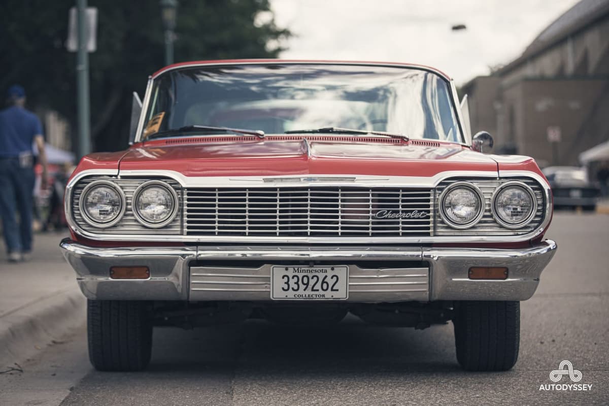 Red and chromed, nose first