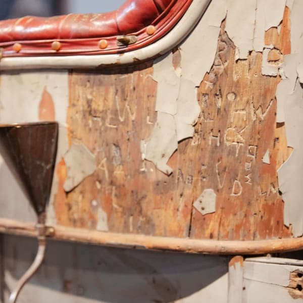 Initials carved by the crew