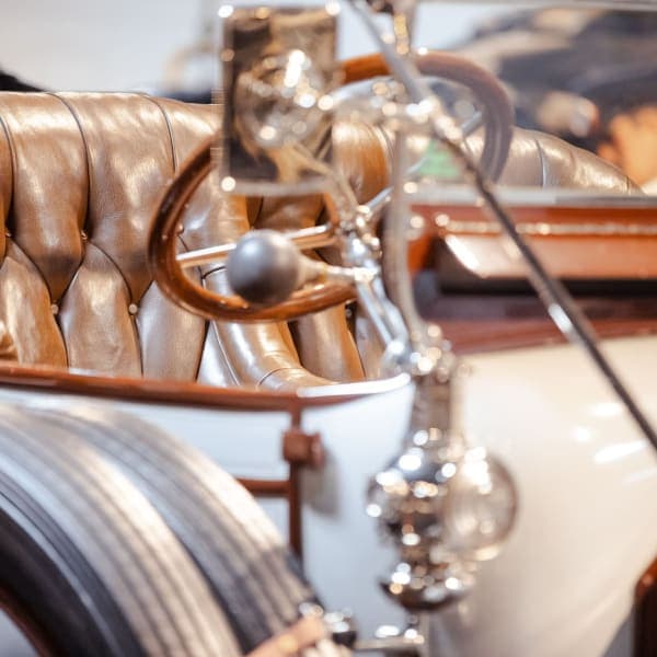 Cognac tufted interior, 1920s touring