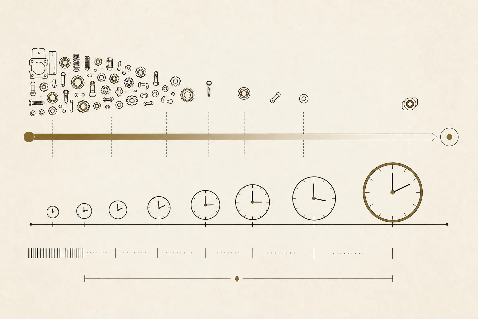 A parts-availability spectrum placing high-production classics beside low-volume rarities with sourcing time marked at each end